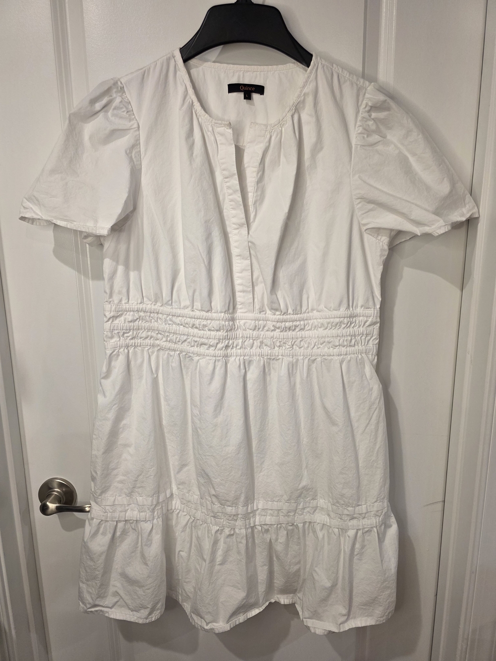 Quince 100% Organic Cotton Poplin Tiered Mini Dress